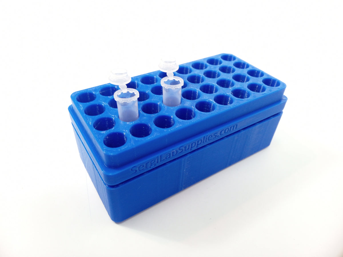 50-Well Microtube Storage Box, for 1.5-2.0 ml Tubes, Assorted Colors, Blue, Green, Purple, Yellow, Orange, Polypropylene HS120033