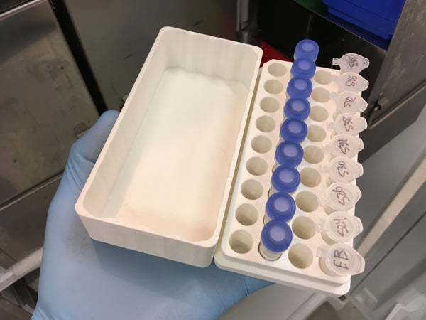 Storage box for 1.5 mL tubes, two boxes fit one standard freezer hotel