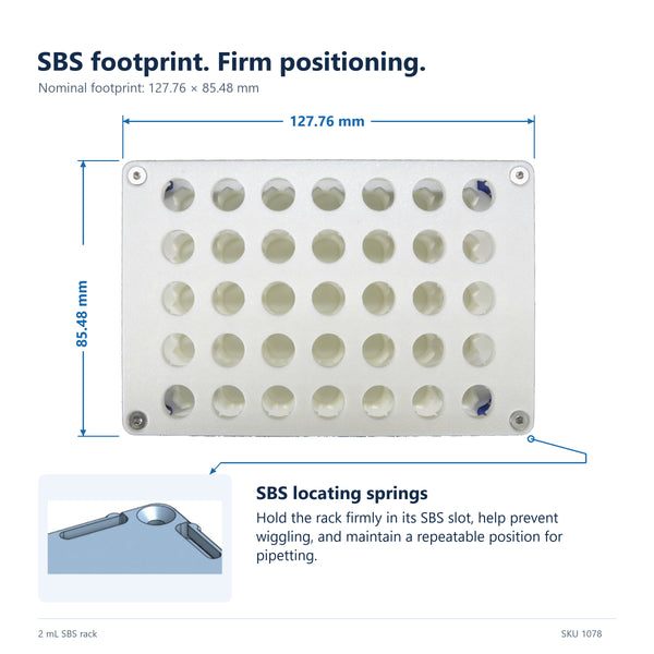 Rack for 2 mL Flat-Bottom Screw-Cap Tubes, SBS Footprint