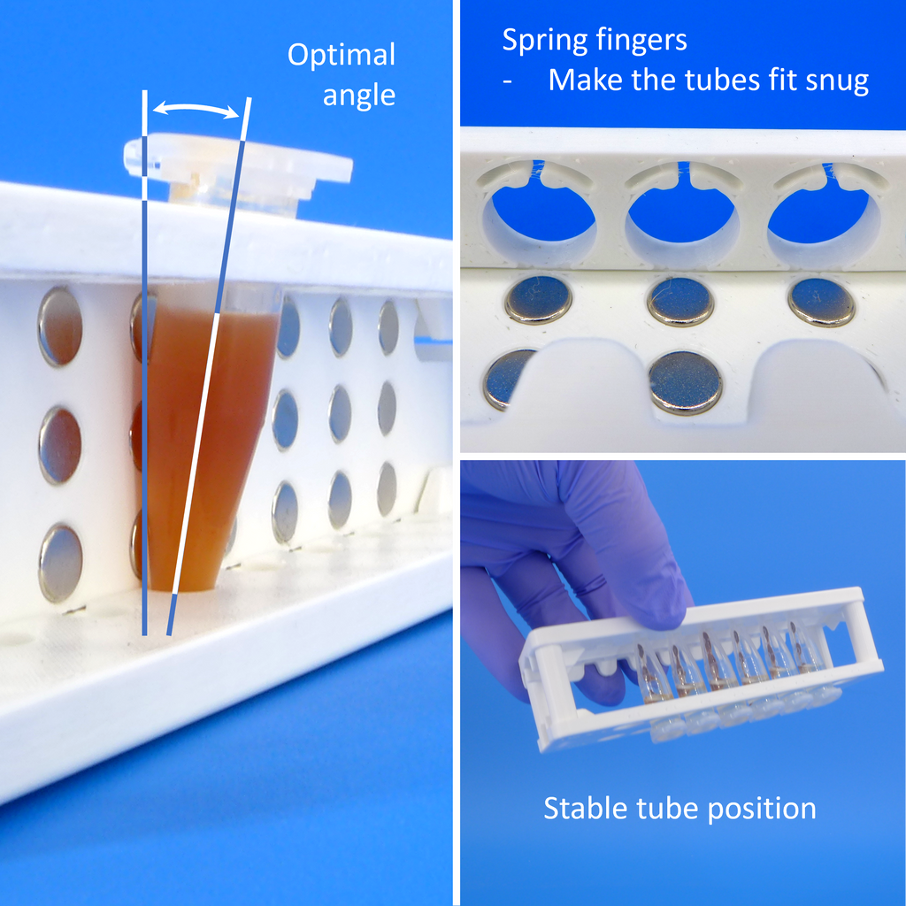 Magnet Rack Lab Magnetic rack for 1.5 and 2 mL centrifuge tubes, with removable magnet ...