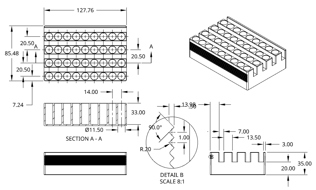 Cold Block Pipe Routing Cold block for 1.5 mL tubes, SBS footprint, 36 positions (9×4) – Sergi ...