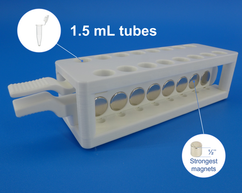 Magnetic rack for DNA, RNA purification; for 1.5 mL centrifuge tubes, with removable magnets