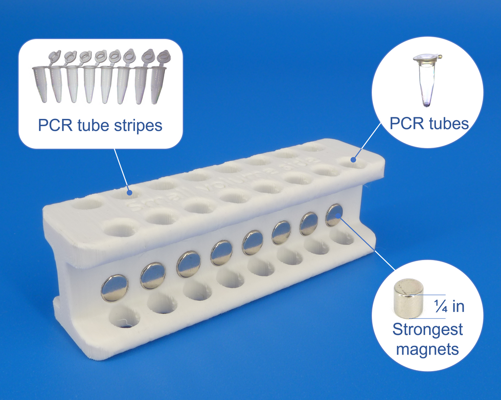 Magnetic rack for PCR tubes (100-300 uL) for DNA, RNA and other molecu ...