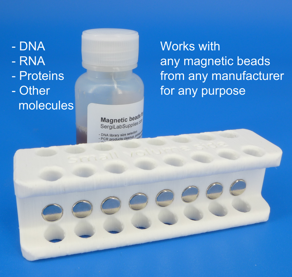 Magnetic rack for PCR tubes (100-300 uL) for DNA, RNA and other molecules purification